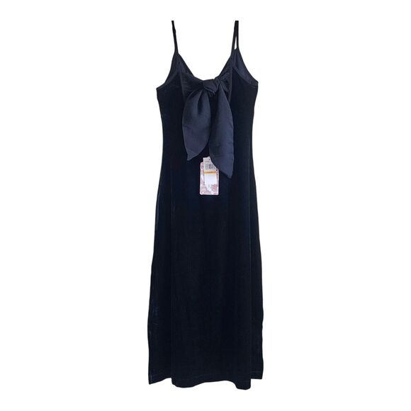 BAND OF THE FREE GYPSIES B.O.G S Midi Dress Black Velvet Side Slit Stretch NEW - Picture 8 of 8